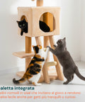 Kratzbaum für Katzen, 92 cm, mit Schlafplatz, Leiter und Spielzeug
