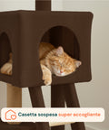 Kratzbaum für Katzen, 92 cm, mit Schlafplatz, Leiter und Spielzeug