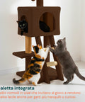 Kratzbaum für Katzen, 92 cm, mit Schlafplatz, Leiter und Spielzeug