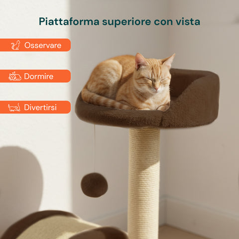 Kratzbaum für Katzen, 50 cm, mit Sisalbogen und hängendem Spielzeug