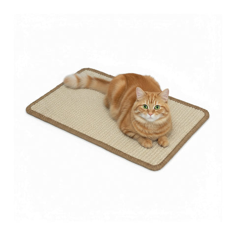 Kratzmatte für Katzen 50x30cm aus natürlichem Sisal und PP-Baumwolle – rutschfester Latex-Boden mit Klebestreifen