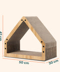 Katzenkratzbaum in Hausform mit Holzstruktur