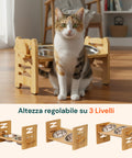 Erhöhte verstellbare Doppelnapfhalterung, 250 ml, für Hunde und Katzen, mit 3 Höhen
