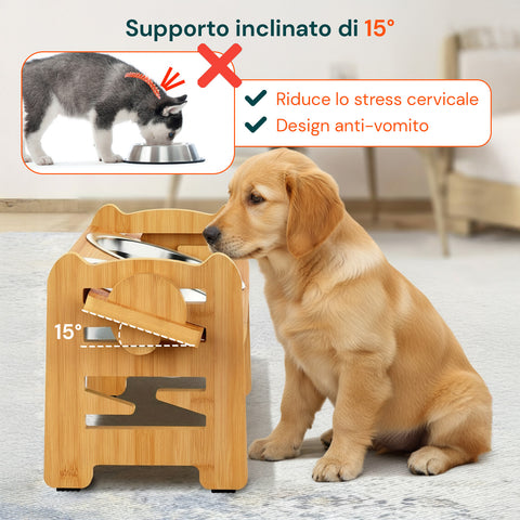 Erhöhte verstellbare Doppelnapfhalterung, 250 ml, für Hunde und Katzen, mit 3 Höhen