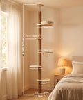 Verstellbarer deckenhoher Kratzbaum 260-300 cm aus Holz und Jute mit Kuppelhängematte, Katzenhöhle und Plattformen