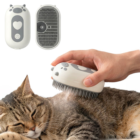 Dampfbürste für Hunde und Katzen, per USB-C wiederaufladbar, mit Sprühdüse und Wasserfach, Maße 6x5x11cm