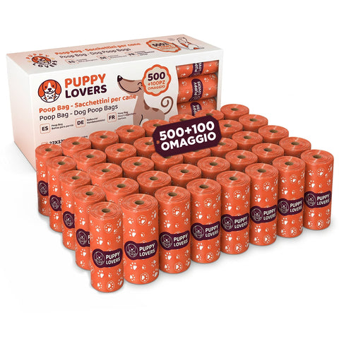 600 biologisch abbaubare Hundekotbeutel – Vorratspackung 500+100 gratis – 40 Rollen mit je 15 Beuteln – Maße 22x33cm, Stärke 0,01 mm