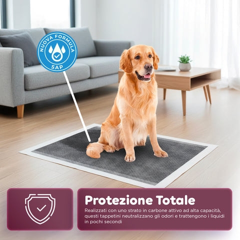 Hygienische Welpenunterlagen 60×90 cm mit Aktivkohle und Klebestreifen – Mehrgrößen-Set
