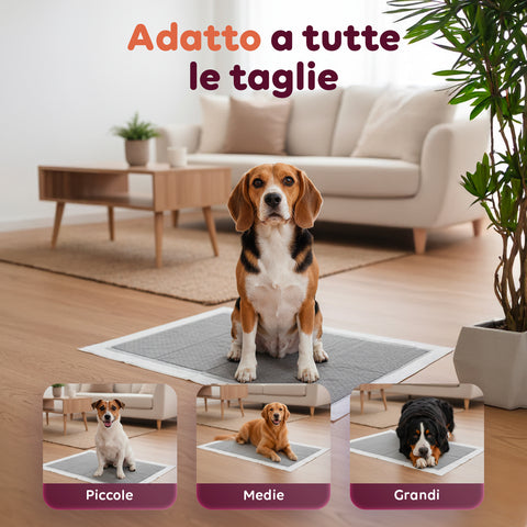 Hygienische Welpenunterlagen 60×90 cm mit Aktivkohle und Klebestreifen – Mehrgrößen-Set