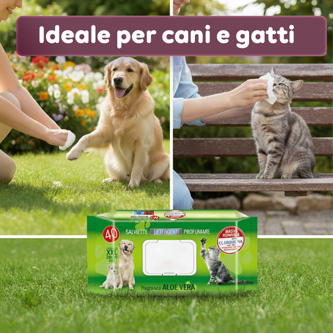 Pets-Feuchttücher 40 / 480 Stück mit Aloe – Reinigungs- und Deodorierungstücher für den täglichen Gebrauch