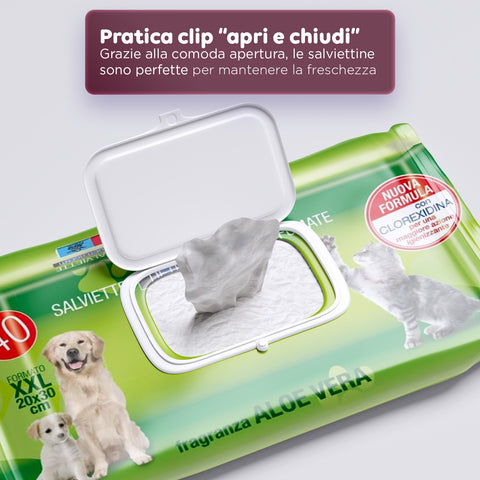 Pets-Feuchttücher 40 / 480 Stück mit Aloe – Reinigungs- und Deodorierungstücher für den täglichen Gebrauch