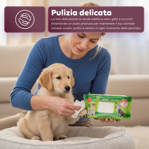 Pets-Feuchttücher 40 / 480 Stück mit Aloe – Reinigungs- und Deodorierungstücher für den täglichen Gebrauch