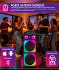 Bluetooth-Karaoke-Lautsprecher XL 90 cm 800 W mit RGB-LEDs und 2 kabellosen Mikrofonen inklusive