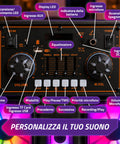 Bluetooth-Karaoke-Lautsprecher XL 90 cm 800 W mit RGB-LEDs und 2 kabellosen Mikrofonen inklusive