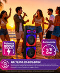 Bluetooth-Karaoke-Lautsprecher XL 90 cm 800 W mit RGB-LEDs und 2 kabellosen Mikrofonen inklusive