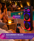 Bluetooth-Karaoke-Lautsprecher XL 90 cm 800 W mit RGB-LEDs und 2 kabellosen Mikrofonen inklusive
