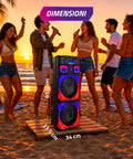 Bluetooth-Karaoke-Lautsprecher XL 90 cm 800 W mit RGB-LEDs und 2 kabellosen Mikrofonen inklusive