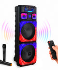 Bluetooth-Karaoke-Lautsprecher XL 90 cm 800 W mit RGB-LEDs und 2 kabellosen Mikrofonen inklusive