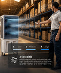 Tragbarer industrieller Verdunstungskühler, 70 Liter, 350 W, mit Fernbedienung und Timer - Klimaanlagen- und Ventilatorfunktion, 3 Geschwindigkeitsstufen und Oszillation