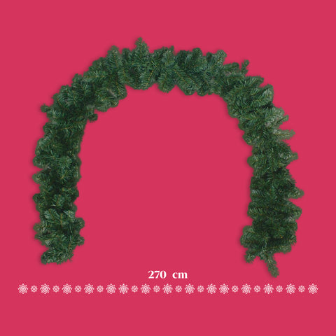 Grüner Weihnachtsgirlanden-Schmuck 270 cm – klassischer Dekorationsgirlanden mit 180 Zweigen