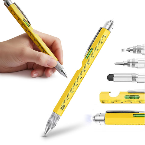 Multifunktionsstift 8 in 1 mit Clip, Touchscreen-Stift, Wasserwaage und LED-Licht