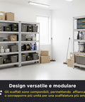 Modulares Regal mit Metallkonstruktion und 4-5 stabilen MDF-Böden