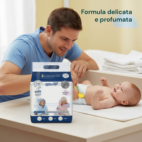 Babytücher mit Talkum - 216 /1 296 Stück mit Dermolenitiva-Creme