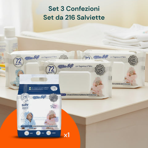 Babytücher mit Talkum - 216 /1 296 Stück mit Dermolenitiva-Creme