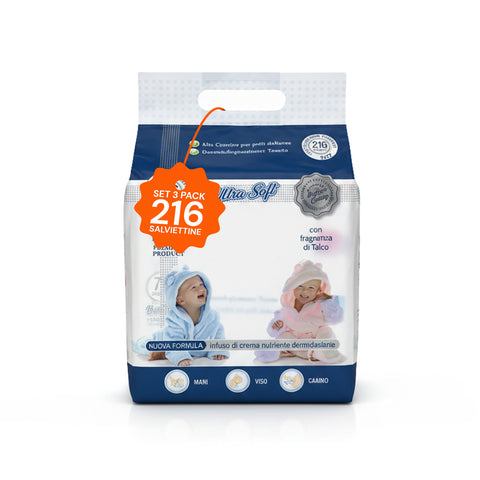 Babytücher mit Talkum - 216 /1 296 Stück mit Dermolenitiva-Creme