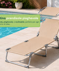 Aufgeklappte Oxford-Sonnenliege mit verstellbarer Rückenlehne für Strand und Pool