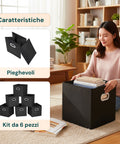 Set mit 6 platzsparenden, faltbaren Kunststoffkörben mit Griff – 27x27x27 cm