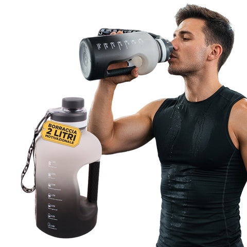 Motivierende 2-Liter-Wasserflasche – Mit Zeitskala für die tägliche Flüssigkeitszufuhr
