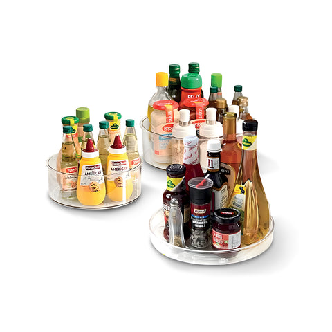 3er-Set drehbarer Organizer aus PET – um 360° drehbare Behälter für Küche und Vorratskammer