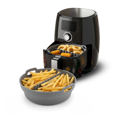 Set aus Silikonkorb und Trennwand für die Heißluftfritteuse - faltbares Zubehör Ø22 cm