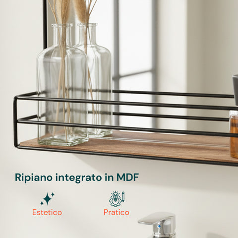 Spiegel mit MDF-Ablage 40x30 cm – Modernes Wanddesign