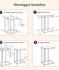Beistelltisch 40x26x58 cm – Eisenrahmen mit MDF-Ablage