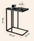 Beistelltisch 40x26x58 cm – Eisenrahmen mit MDF-Ablage