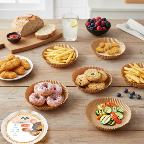 Set mit 100 Stück Backpapier für die Heißluftfritteuse - wasserdicht und hitzebeständig