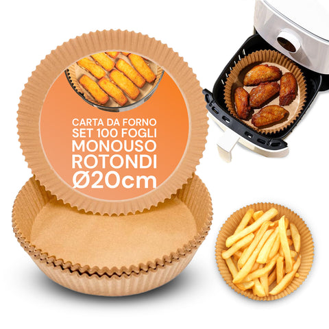 Set mit 100 Stück Backpapier für die Heißluftfritteuse - wasserdicht und hitzebeständig