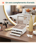 Schmuck-Organizer mit 3 Ebenen, Glasdeckel und 2 Schubladen
