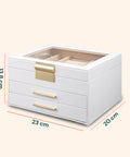 Schmuck-Organizer mit 3 Ebenen, Glasdeckel und 2 Schubladen
