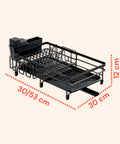 Modularer, platzsparender Geschirrabtropfer mit ausziehbarem Besteckhalter 30/53 cm
