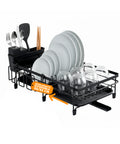 Modularer, platzsparender Geschirrabtropfer mit ausziehbarem Besteckhalter 30/53 cm