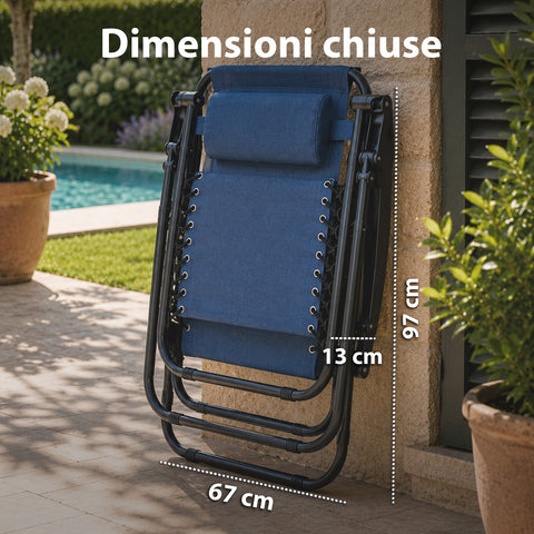 Klappbarer Gartenstuhl mit seitlichem Tablett – Tragfähigkeit 120 kg – Gestell aus Eisen und Teslin-Gewebe