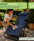 Klappbarer Gartenstuhl mit seitlichem Tablett – Tragfähigkeit 120 kg – Gestell aus Eisen und Teslin-Gewebe