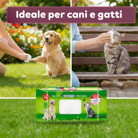 Pets-Feuchttücher 40 / 480 Stück mit Aloe – Reinigungs- und Deodorierungstücher für den täglichen Gebrauch