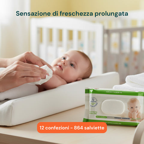 Baby-Feuchttücher 72 / 864 Stück – weich, wabenförmig, mit Hafer-Reis-Milchduft, Aloe oder Talkumcreme