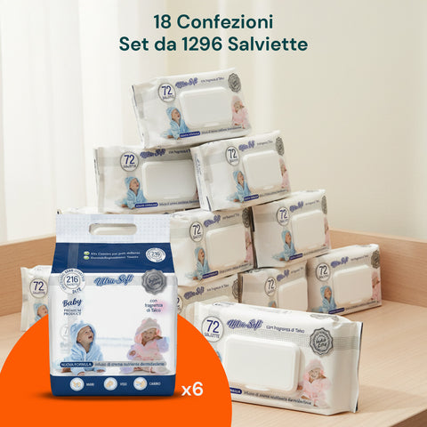 Babytücher mit Talkum - 216 /1 296 Stück mit Dermolenitiva-Creme