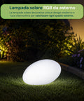 Solar-Gartenleuchte mit Fernbedienung, RGB+weiße LED-Leuchten, 8 Stunden, Li-Ionen-Akku, Erdspieß und integriertes Solarpanel