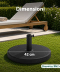 Schirmständer aus Beton 12 kg ø42 cm, geeignet für Schirmstöcke mit 38-48 mm, inklusive Feststellkurbel – Schwerer Sonnenschirmständer für Garten und Terrasse